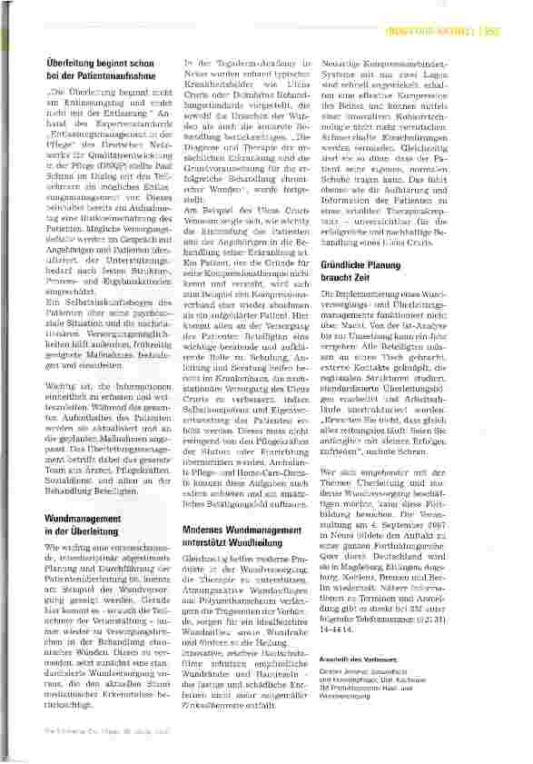 Vorschauseite 2: Moderne Wundversorgung und Patientenüberleitung schaffen Qualität