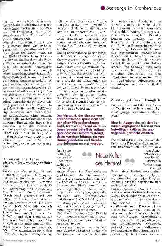 Vorschauseite 2: Plädoyer für eine Kultur des Helfens - Wenn professionelle Pflege und ehrenamtliche Zuwendung zusammenkommen -