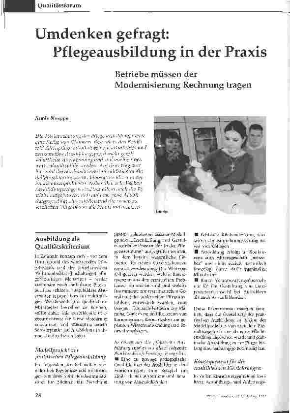 Vorschauseite 1: Umdenken gefragt: Pflegeausbildung in der Praxis