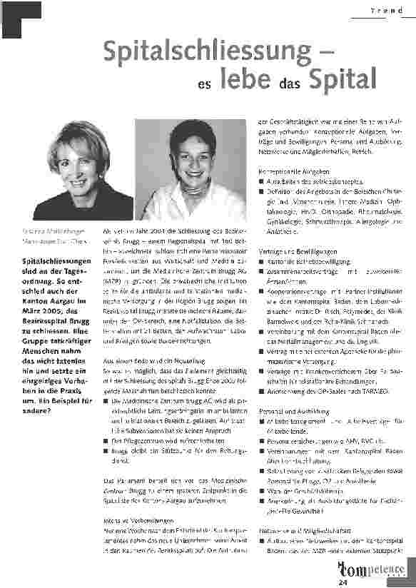 Vorschauseite 1: Spitalschliessung - es lebe das Spital