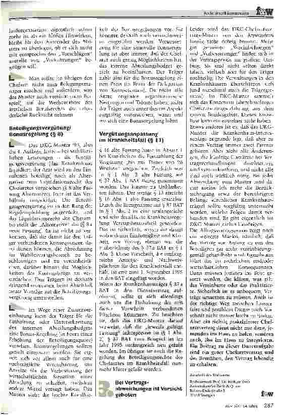 Vorschauseite 2: Die 5. geänderte Auflage des Chefarztvertrags-Muster der DKG