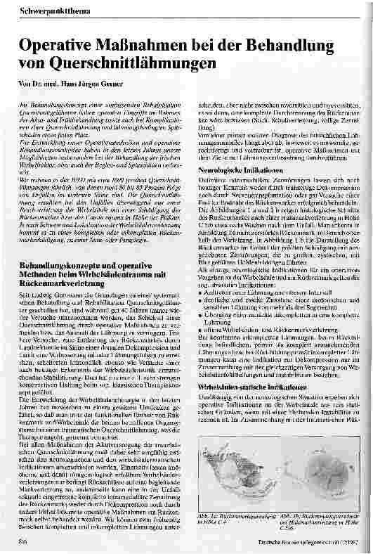 Vorschauseite 1: Operative Maßnahmen bei der Behandlung von Querschnittlähmungen