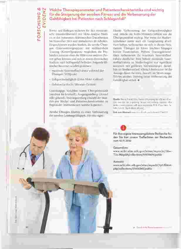 Vorschauseite 1: Welche Therapieparameter und Patientencharakteristika sind wichtig für die Steigerung der aeroben Fitness und die Verbesserung der Gehfähigkeit bei Patienten nach Schlaganfall?
