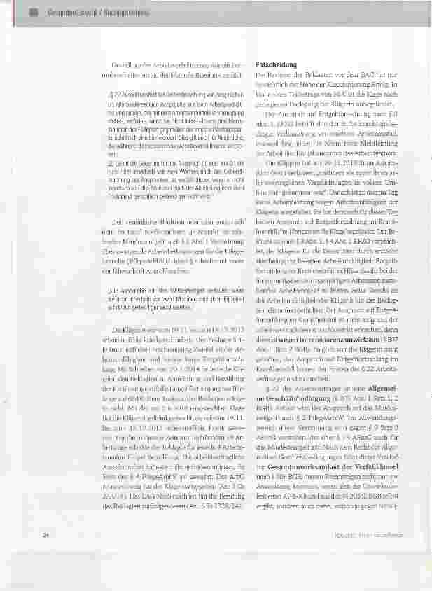 Vorschauseite 2: Entgeltfortzahlungsanspruch einer Pflegehilfskraft im Krankheitsfall