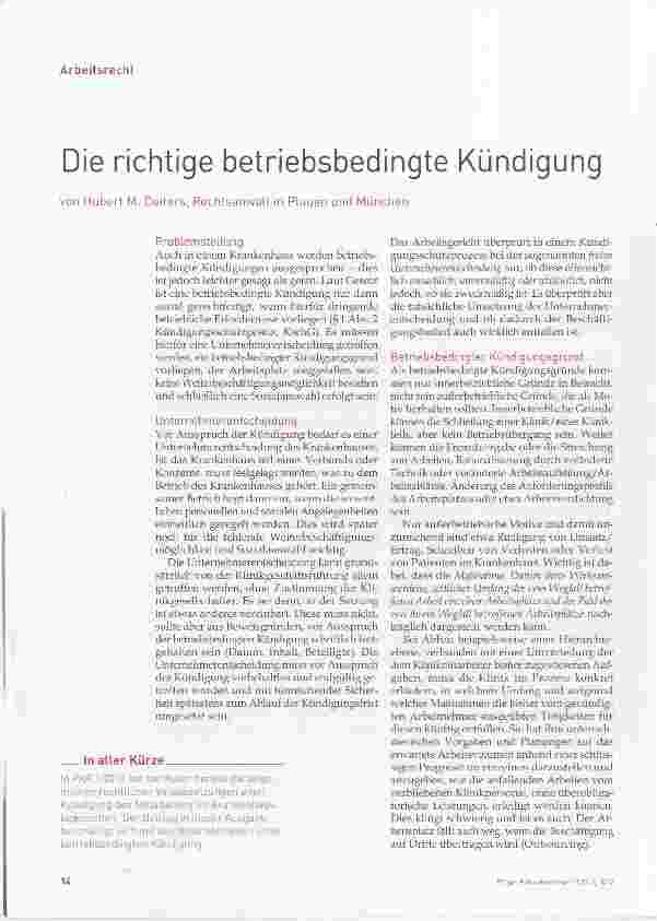 Vorschauseite 1: Die richtige betriebsbedingte Kündigung