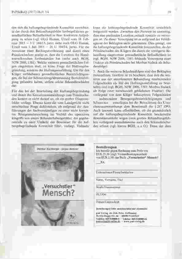 Vorschauseite 4: Schadensersatz sowie Feststellung der Einstandspflicht für Zukunftsschäden im Zusammenhang mit der Behandlung einer Sturzverletzung