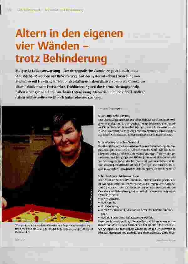 Vorschauseite 1: Altern in den eigenen vier Wänden trotz Behinderung