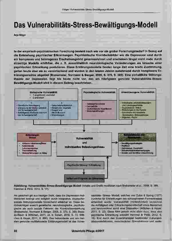 Vorschauseite 1: Das Vulnerabilitäts-Stress-Bewältigungs-Modell