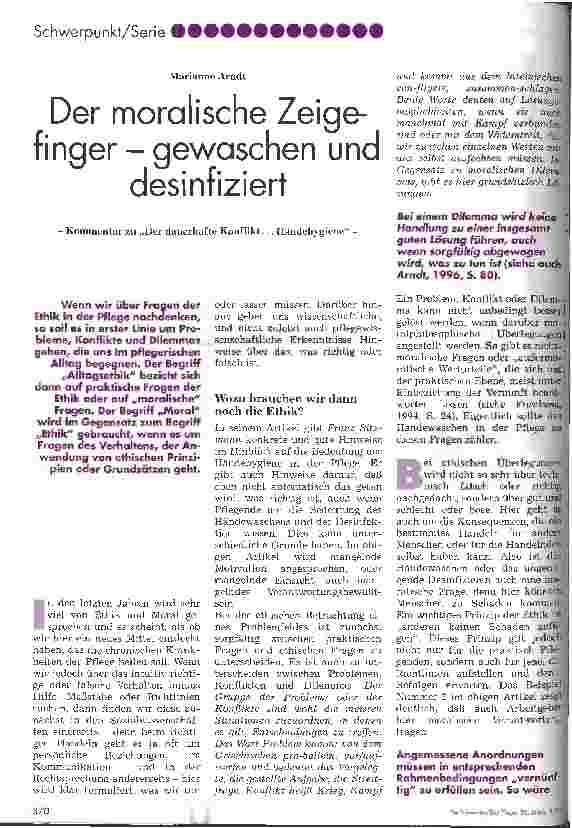 Vorschauseite 1: Der moralische Zeigefinger - gewaschen und desinfiziert Kommentar zu Der dauerhafte Konflikt Händehygiene