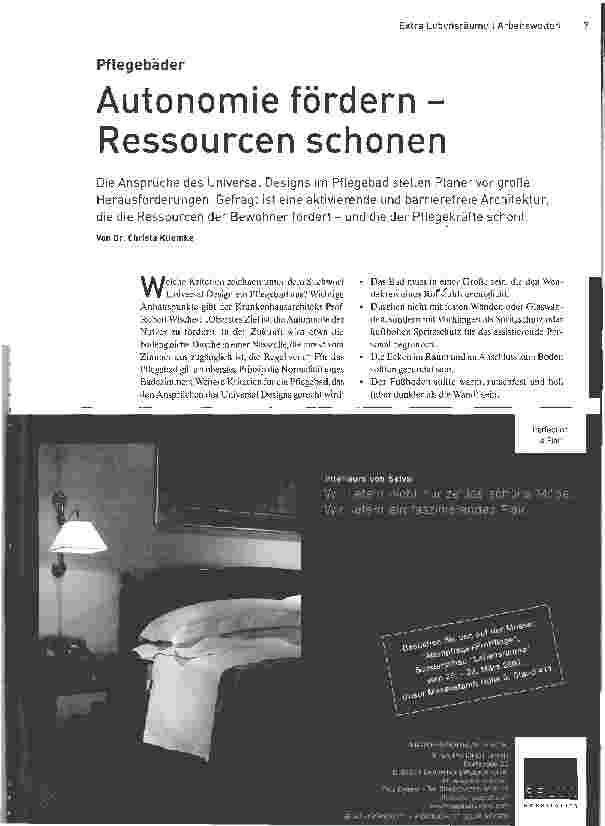 Vorschauseite 1: Pflegebäder - Autonomie fördern -Ressourcen schonen