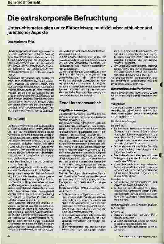 Vorschauseite 1: Die extrakorporale Befruchtung