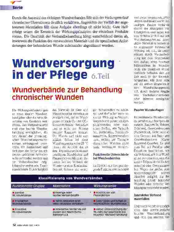 Vorschauseite 1: Wundversorgung in der Pflege 6. Teil Wundverbände zur Behandlung chronischer Wunden