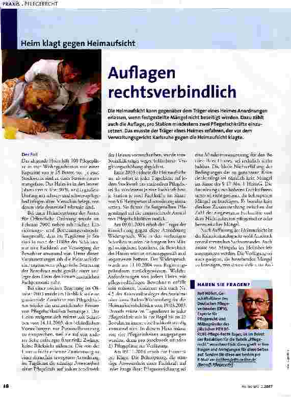Vorschauseite 1: Heim klagt gegen Heimaufsicht - Auflagen rechtsverbindlich