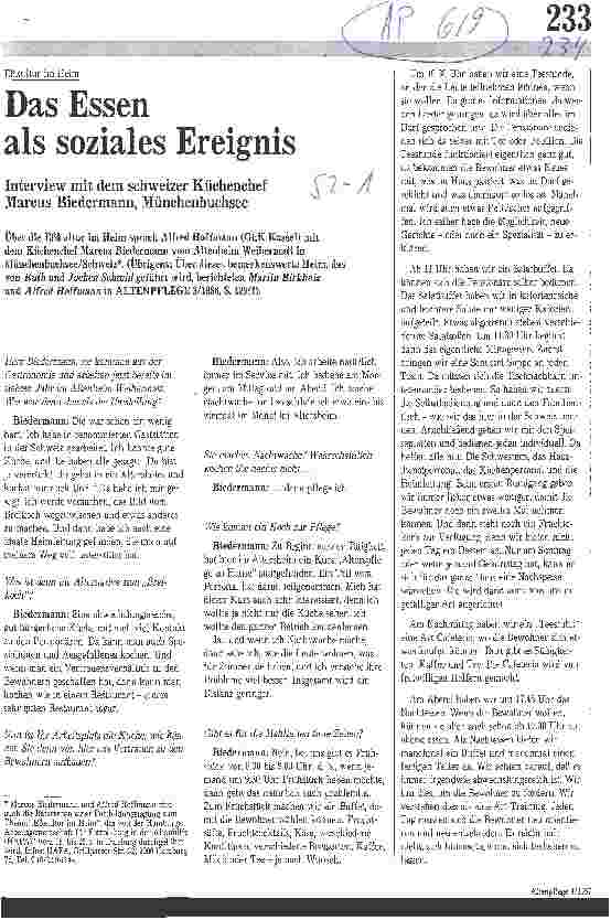 Vorschauseite 1: Das Essen als soziales Ereignis (Interview)