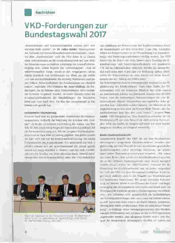 Vorschauseite 1: VKD-Forderungen zur Bundestagswahl 2017