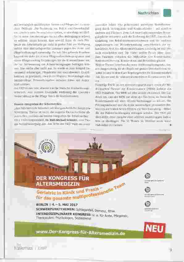 Vorschauseite 2: VKD-Forderungen zur Bundestagswahl 2017