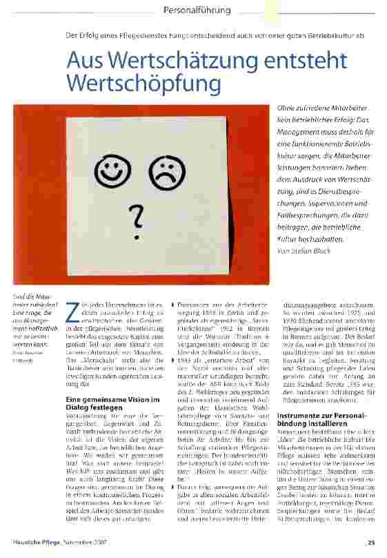 Vorschauseite 1: Aus Wertschätzung entsteht Wertschöpfung