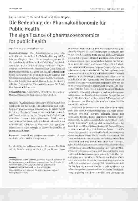 Vorschauseite 1: Die Bedeutung der Pharmakoökonomie für Public Health