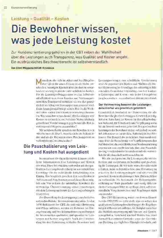 Vorschauseite 1: Die Bewohner wissen, was jede Leistung kostet