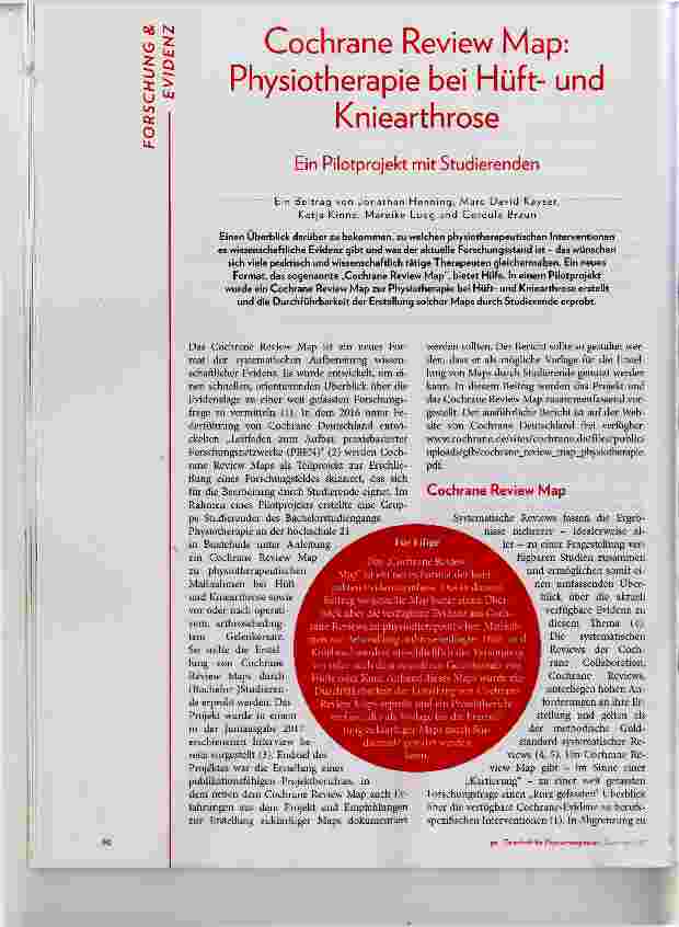 Vorschauseite 1: Cochrane Review Map: Physiotherapie bei Hüftund Kniearthrose