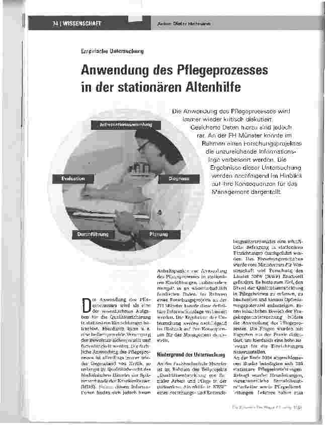 Vorschauseite 1: Anwendung des Pflegeprozesses in der stationären Altenhilfe