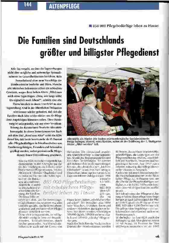 Vorschauseite 1: Die Familien sind Deutschlands größter und billigster Pflegedienst