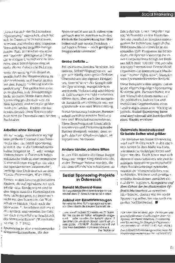 Vorschauseite 2: Sozialsponsoring hat Zukunft