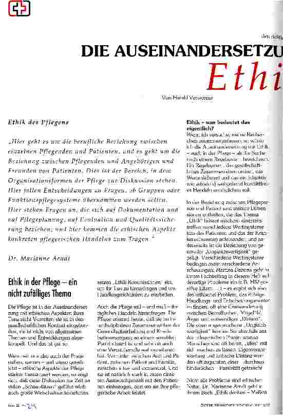 Vorschauseite 1: Die Auseinandersetzung mit Ethik in der Pflege