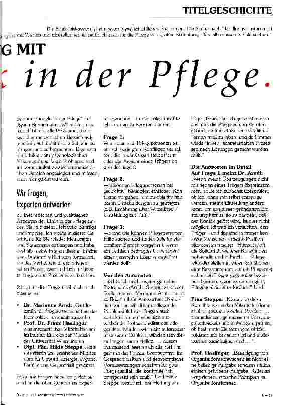 Vorschauseite 2: Die Auseinandersetzung mit Ethik in der Pflege
