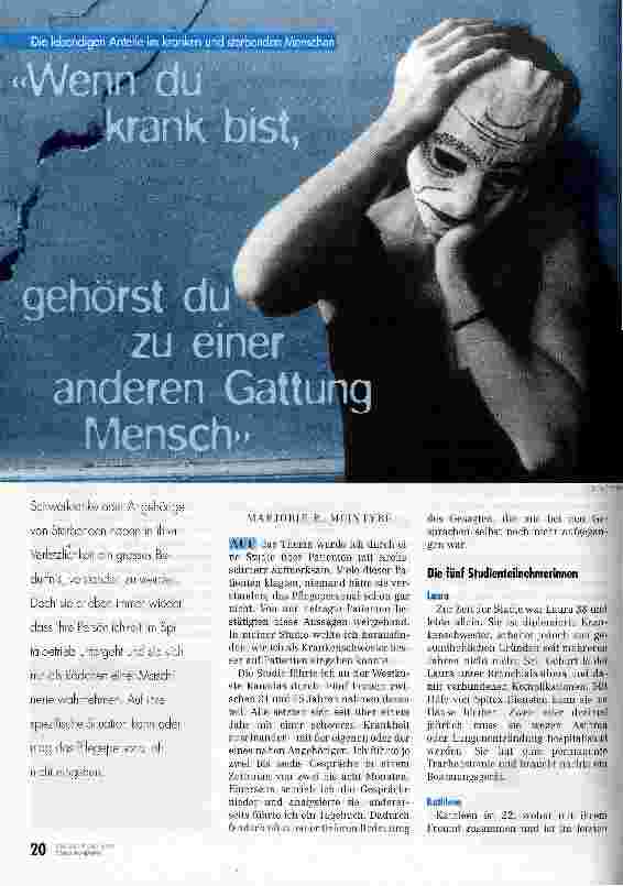 Vorschauseite 1: Wenn du krank bist, gehörst du zu einer anderen Gattung Mensch Die lebendigen Anteile im kranken und sterbenden Menschen