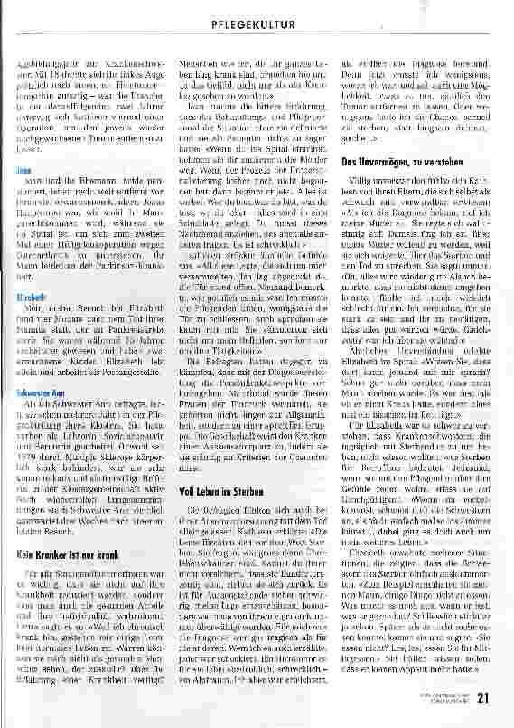 Vorschauseite 2: Wenn du krank bist, gehörst du zu einer anderen Gattung Mensch Die lebendigen Anteile im kranken und sterbenden Menschen