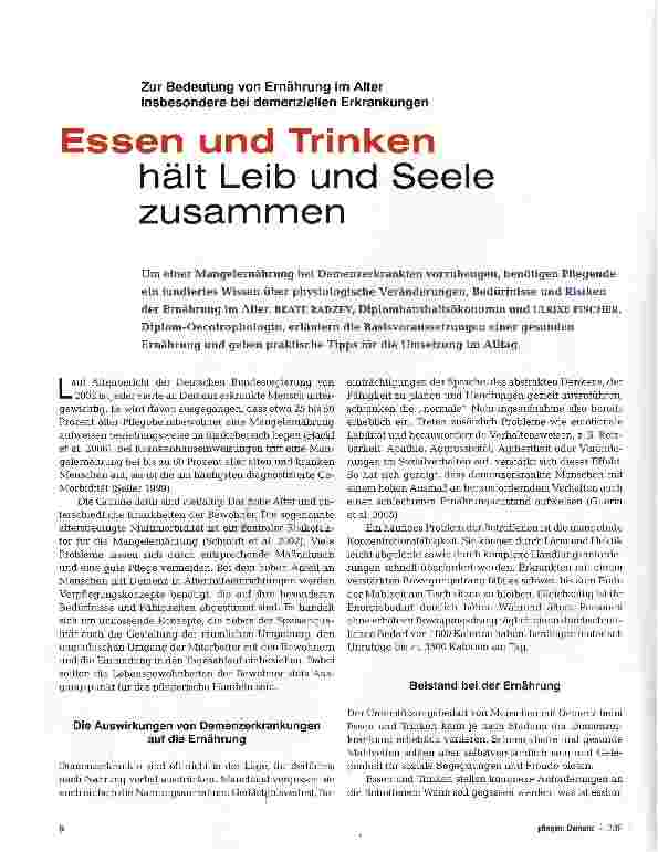 Vorschauseite 1: Essen und Trinken hält Leib und Seele zusammen