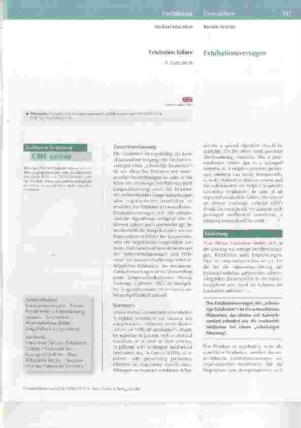 Vorschauseite 1: Extubationsversagen