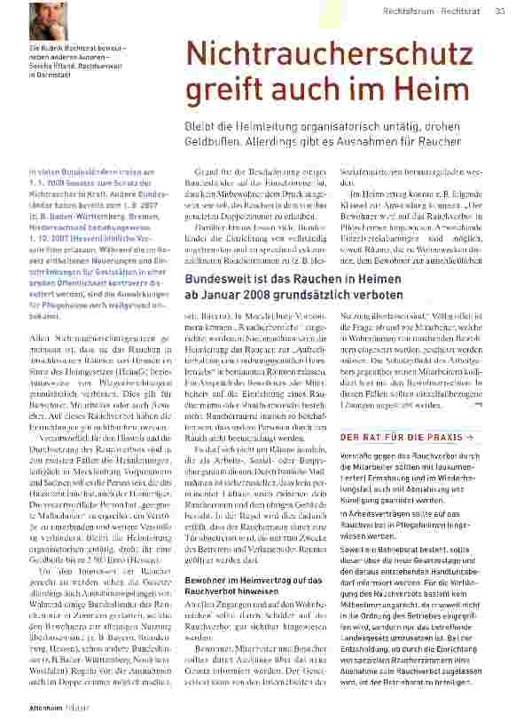 Vorschauseite 1: Nichtraucherschutz greift auch im Heim