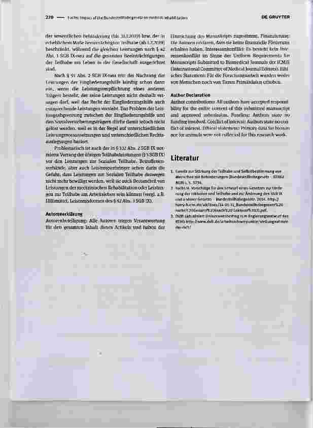 Vorschauseite 3: Auswirkungen des Bundesteilhabegesetzes auf die medizinische Rehabilitation