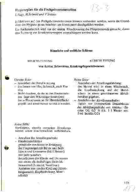 Vorschauseite 1: Hygieneplan für die Frühgeborenenstation