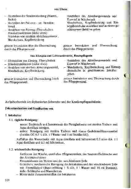 Vorschauseite 2: Hygieneplan für die Frühgeborenenstation