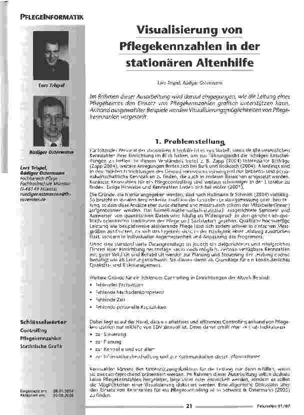 Vorschauseite 1: Visualisierung von Pflegekennzahlen in der stationären Altenhilfe