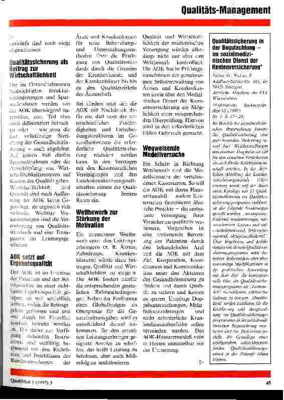 Vorschauseite 2: Maßnahmen der AOK zur Qualitätssicherung in der medizinischen Versorgung