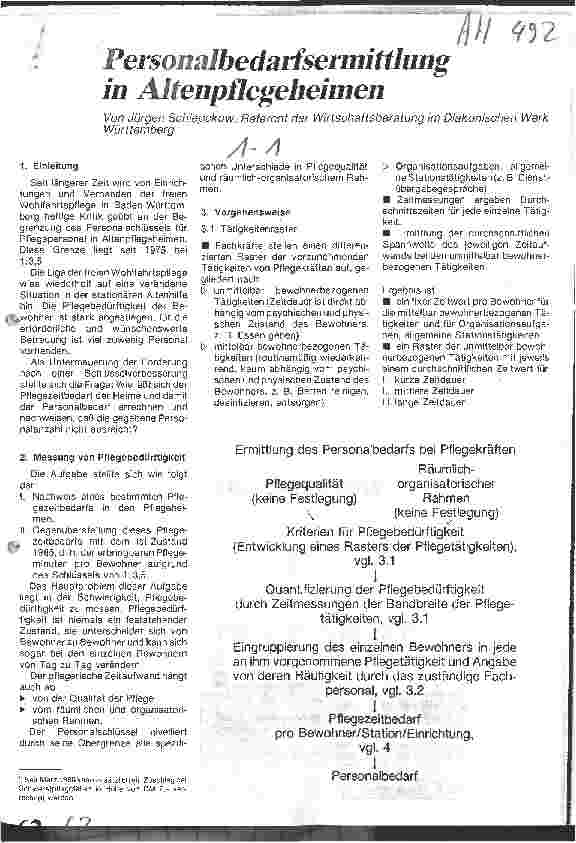 Vorschauseite 1: Personalbedarfsermittlung in Altenpflegeheimen