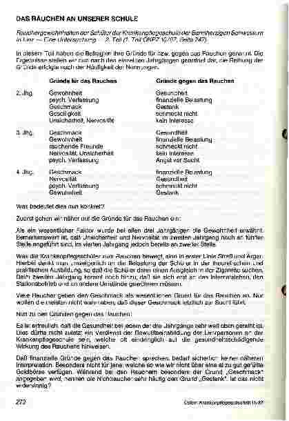 Vorschauseite 1: Das Rauchen an unserer Schule 2. Teil