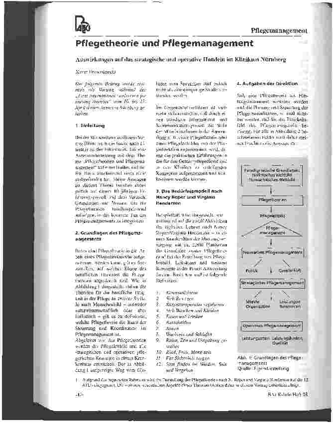 Vorschauseite 1: Pflegetheorie und Pflegemanagement Auswirkungen auf das strategische und operative Handeln im Klinikum Nürnberg