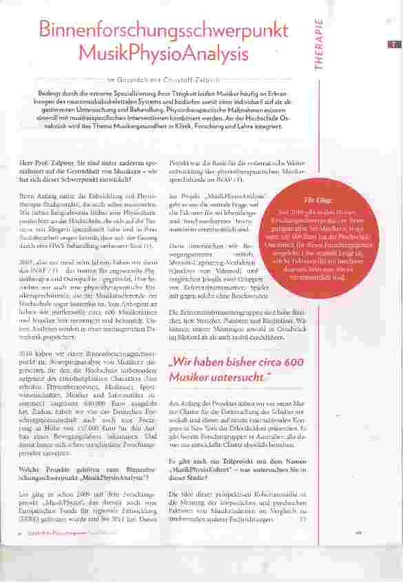 Vorschauseite 2: Binnenforschungsschwerpunkt MusikPhysioAnalysis