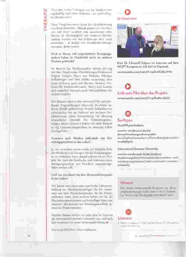 Vorschauseite 3: Binnenforschungsschwerpunkt MusikPhysioAnalysis