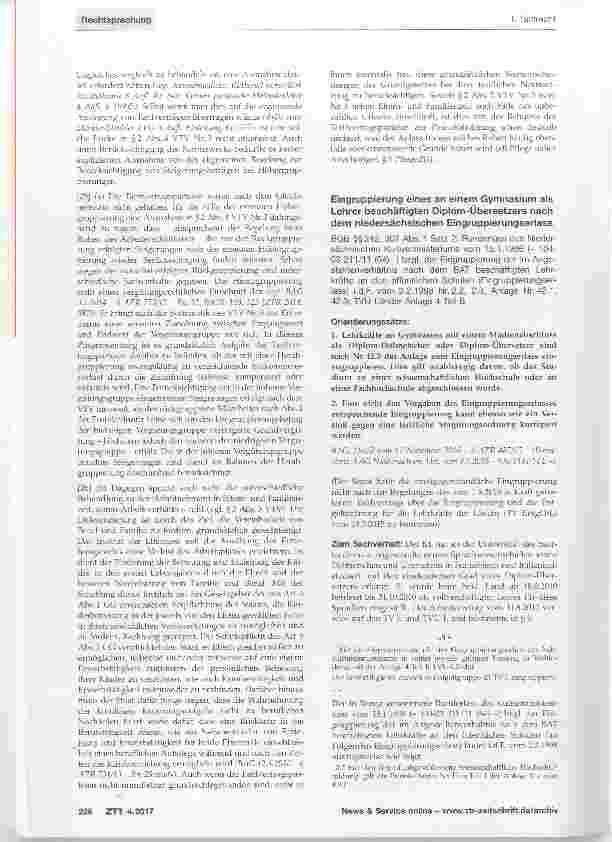 Vorschauseite 3: Einordnung zwischen Eingangsund Endwert nach Rückkehr in eine alte Vergütungsgruppe Berücksichtigung von vorangegangenen Zeiten ergänzende Auslegung von Tarifverträgen