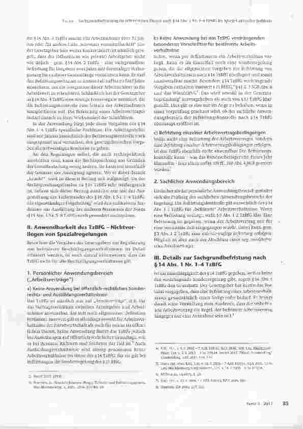 Vorschauseite 2: Sachgrundbefristung im öffentlichen Dienst nach § 14 Abs. 1 Nr. 1-4 TzBfG im Spiegel aktueller Judikate