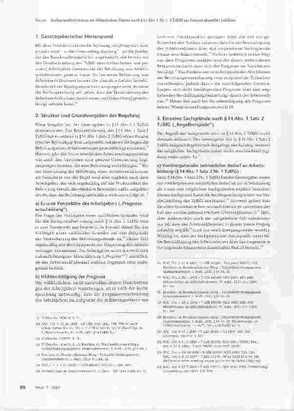 Vorschauseite 3: Sachgrundbefristung im öffentlichen Dienst nach § 14 Abs. 1 Nr. 1-4 TzBfG im Spiegel aktueller Judikate