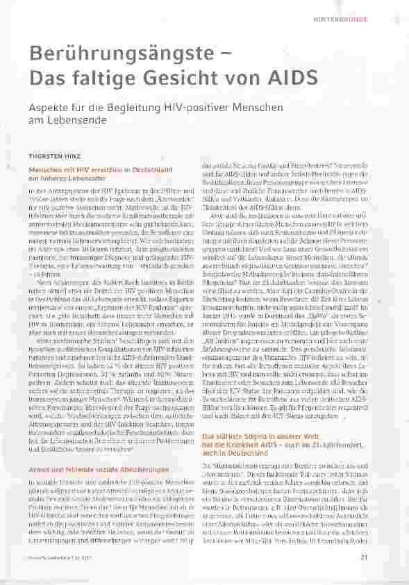 Vorschauseite 1: Berührungsängste Das faltige Gesicht von AIDS