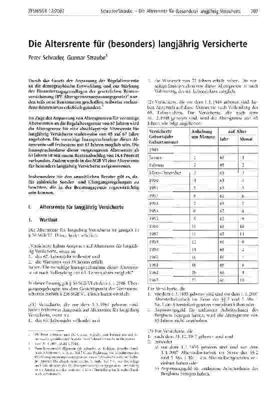 Vorschauseite 1: Die Altersrente für (besonders) langjährig Versicherte