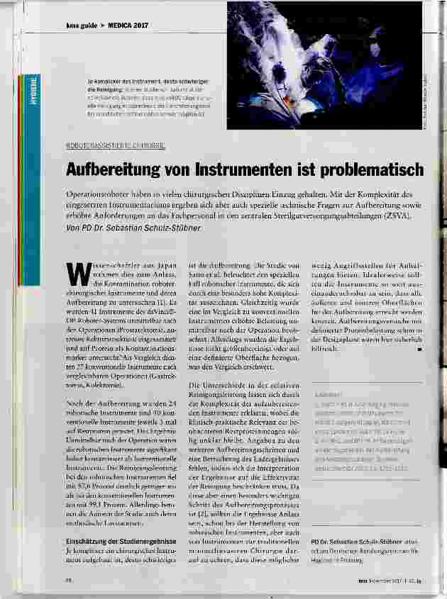Vorschauseite 1: Aufbereitung von Instrumenten ist probiematisch
